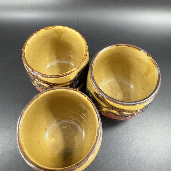 Vintage Japanese Ceramic Porcelain Tea Cup Mug Set 3 With Painted Fruit Speckled - Picture 6 of 16